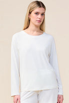Gingerlilly Solene Long Sleeve Top with Stripe - Ecru - Front