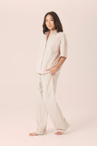 Gingerlilly Sybill Cotton Long PJ Set - Beige - Side