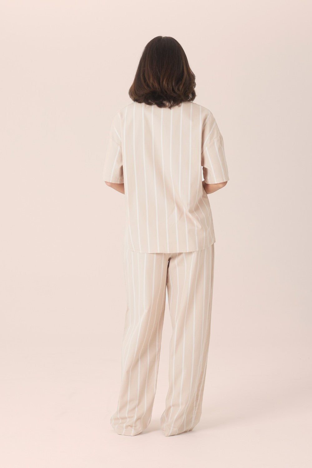 Gingerlilly Sybill Cotton Long PJ Set - Beige - Back