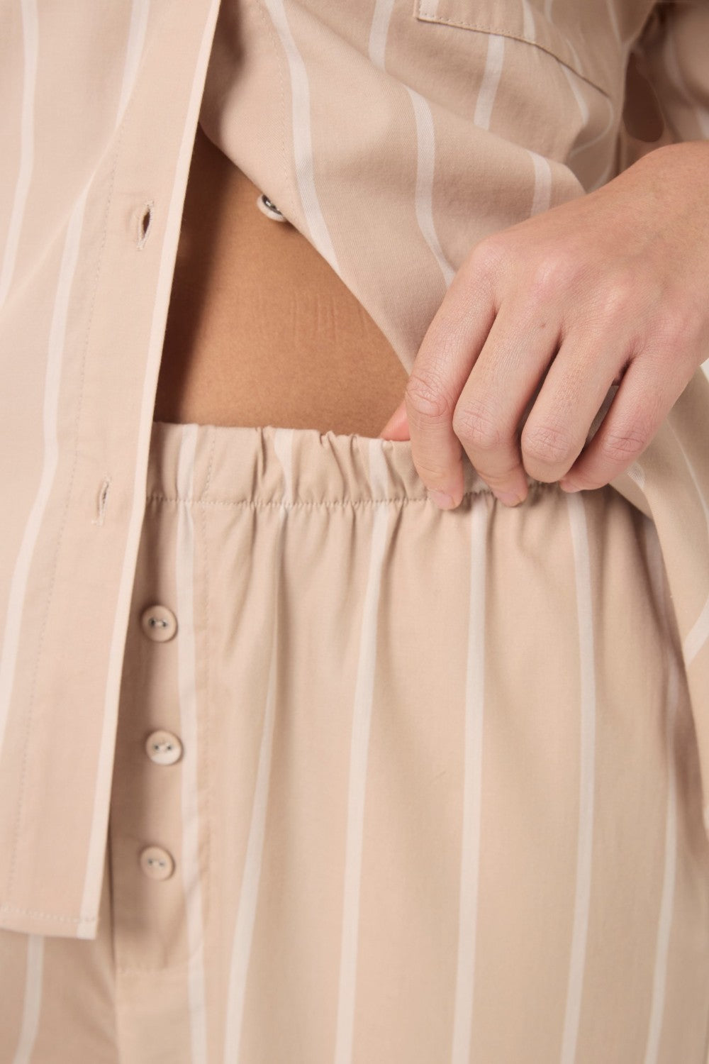 Gingerlilly Sybill Cotton Long PJ Set - Beige - Detail
