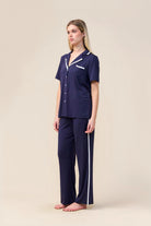 Gingerlilly Vanessa Bamboo Long Pant PJ Set - Navy - Front alt
