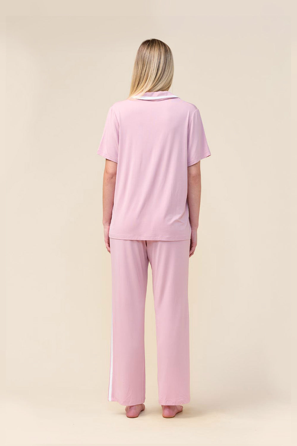 Gingerlilly Vanessa Bamboo Long Pant PJ Set - Pink - Back