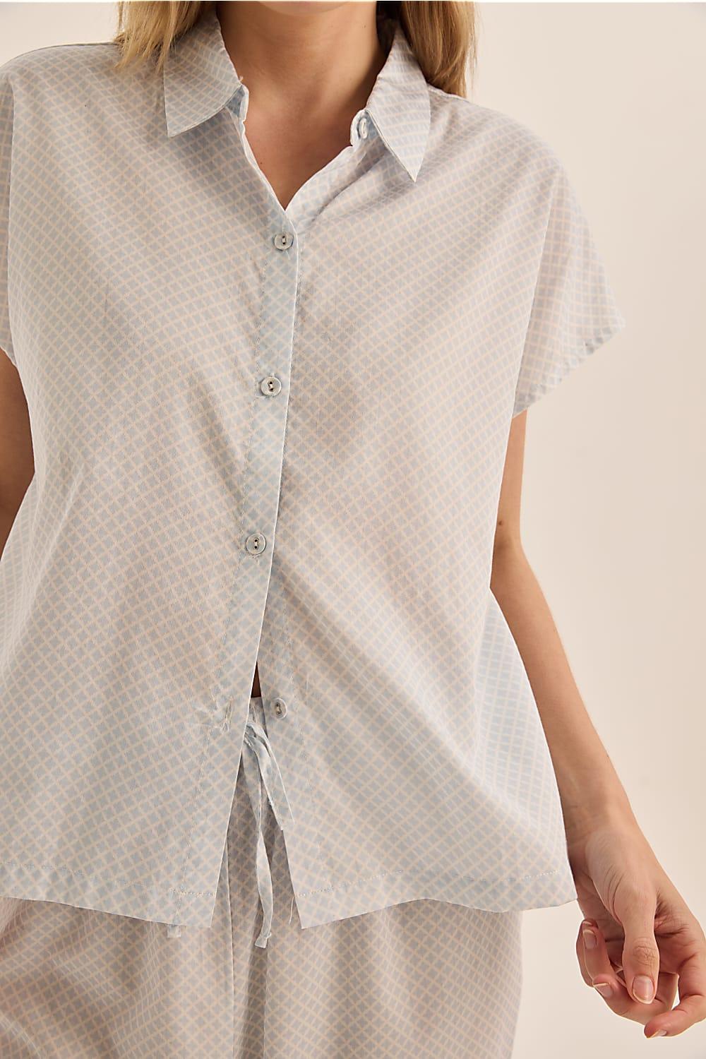 Goldie Blue Diamond Cotton PJ - Gingerlilly Sleepwear