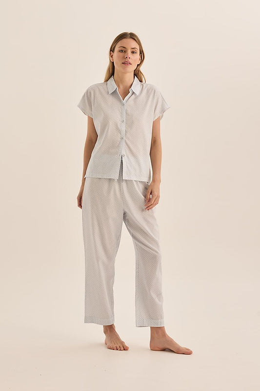 Goldie Blue Diamond Cotton PJ - Gingerlilly Sleepwear