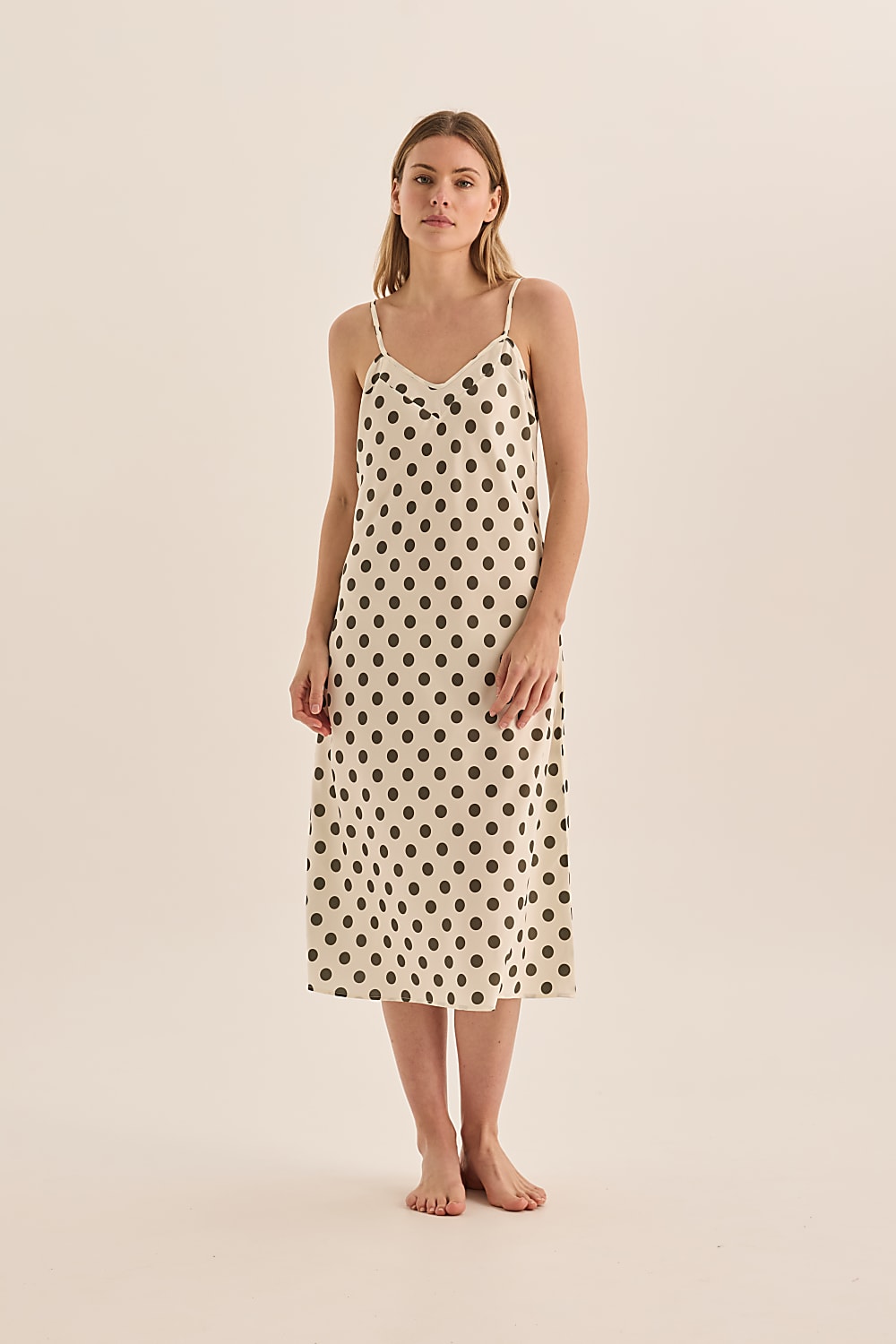 Hannah Olive Spot Nightie - Gingerlilly Sleepwear