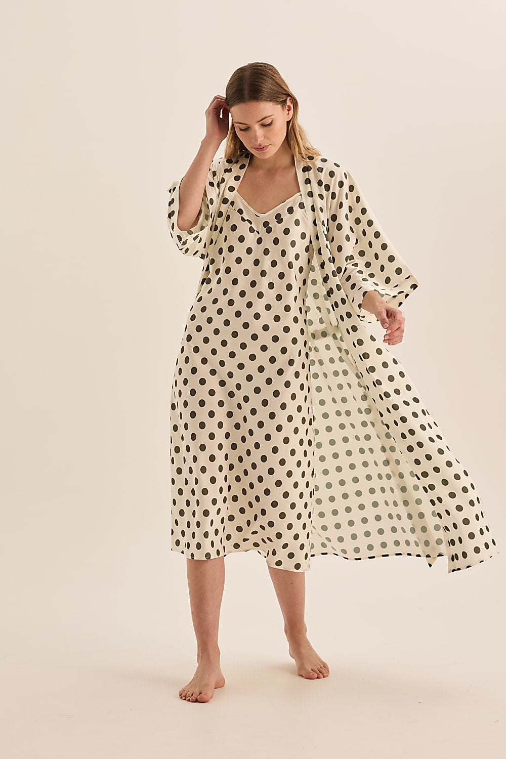 Hannah Olive Spot Nightie - Gingerlilly Sleepwear