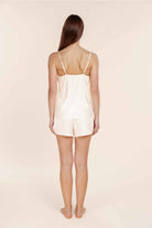 Gingerlilly Heather Silky Satin Cami and Short Set - Ivory - Back
