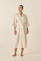 Gingerlilly Henrietta Ivory Satin Robe - Front
