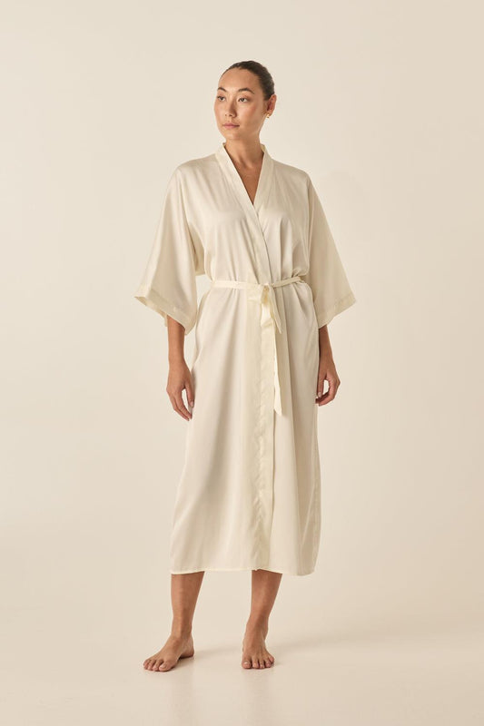 Henrietta Ivory Satin Robe - Gingerlilly Sleepwear