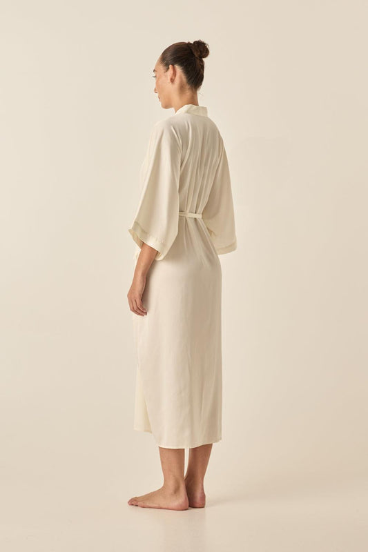 Henrietta Ivory Satin Robe - Gingerlilly Sleepwear