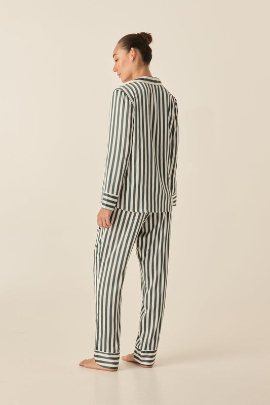 Imelda Green Stripe Satin Set - Gingerlilly Sleepwear