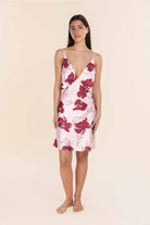 Gingerlilly Iris Recycled Silky Satin Short Nightie - Pink - Front