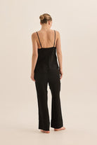 Jade Black Pure Silk Cami PJ Set - Gingerlilly Sleepwear