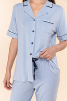 Gingerlilly Jenna Bamboo Long PJ Set - Blue - Detail
