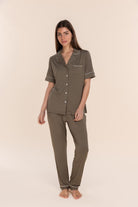 Gingerlilly Jenna Bamboo Long PJ Set - Olive - Front