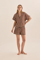 Gingerlilly Jillian Brown Spot Short Set - Front