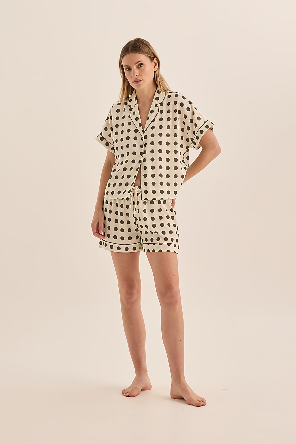 Jillian Olive Spot Short Set - Gingerlilly Sleepwear