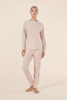 Gingerlilly Lainey Beige Waffle Pyjama Set - Front