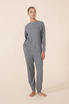 Gingerlilly Lainey Waffle Pyjama Set - Charcoal - Front