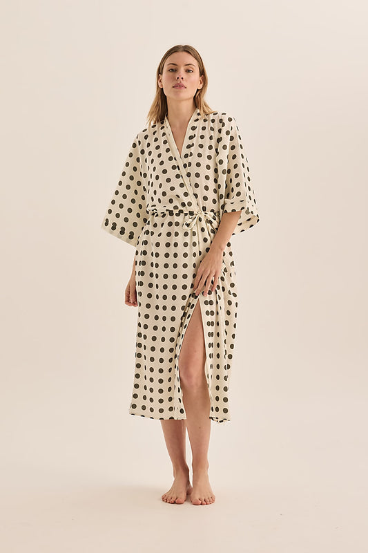 Lana Olive Spot Robe - Gingerlilly Sleepwear