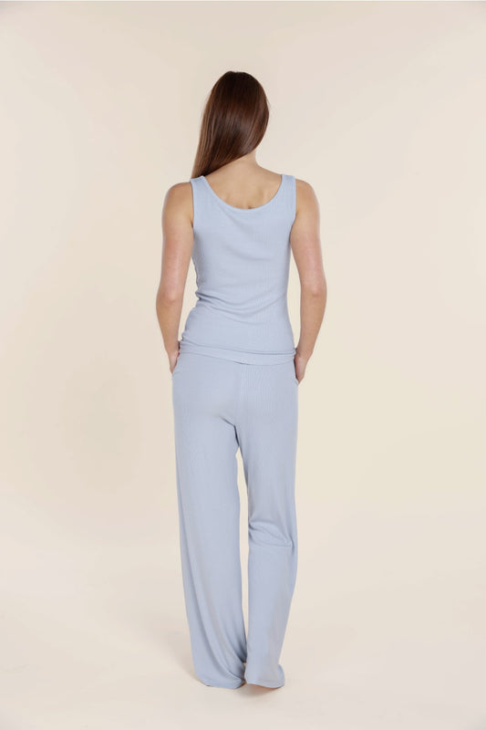 Liberty Ribbed Singlet Henley Top - Gingerlilly Sleepwear