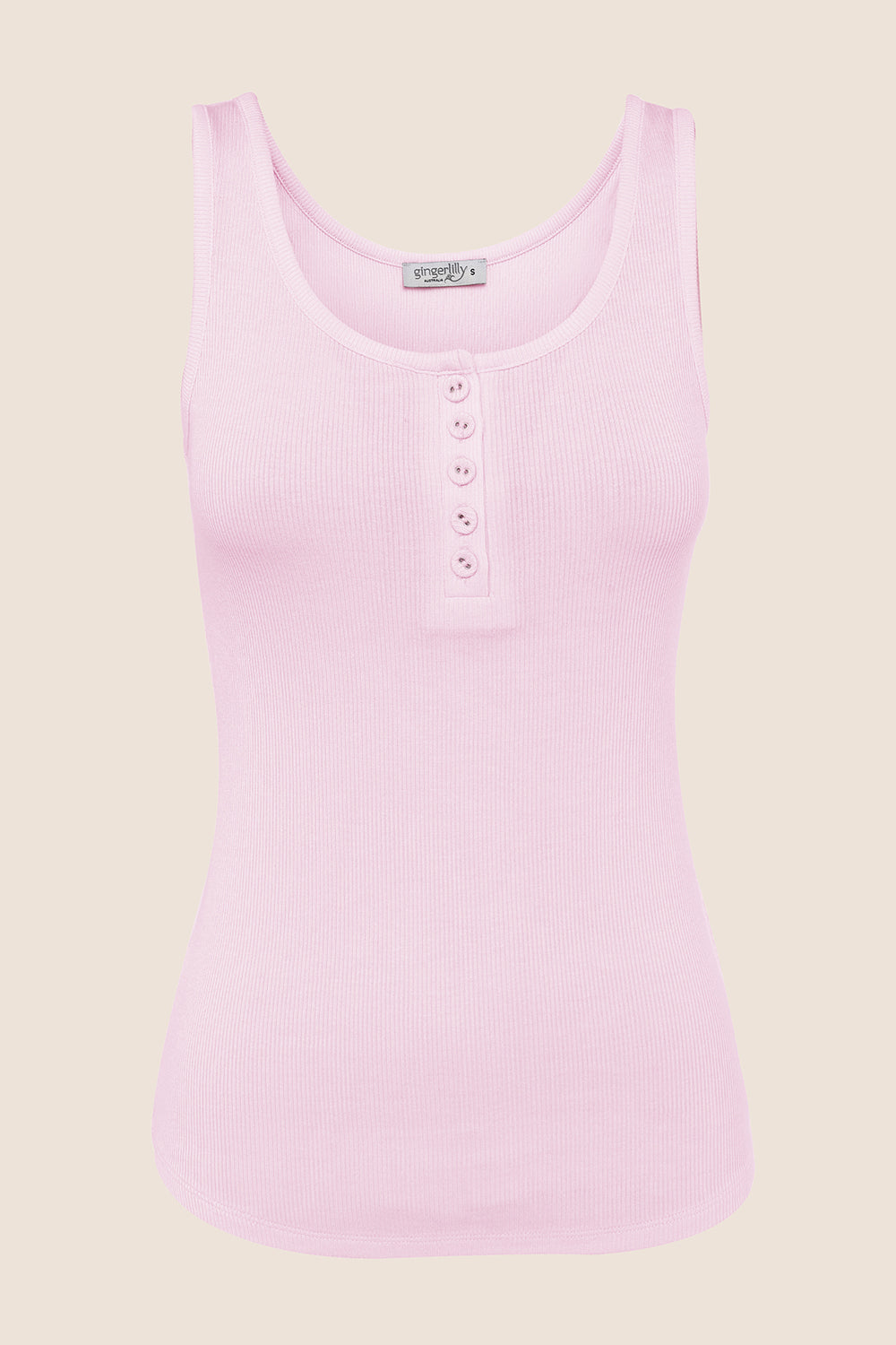 Liberty Ribbed Singlet Henley Top - Gingerlilly Sleepwear