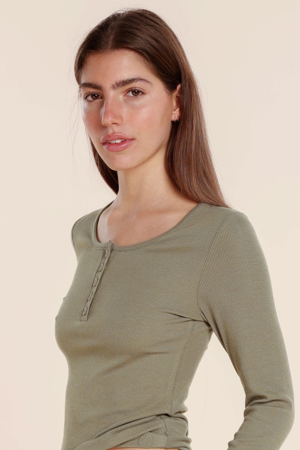 Lille Ribbed Long Sleeve Henley Top - Gingerlilly Sleepwear