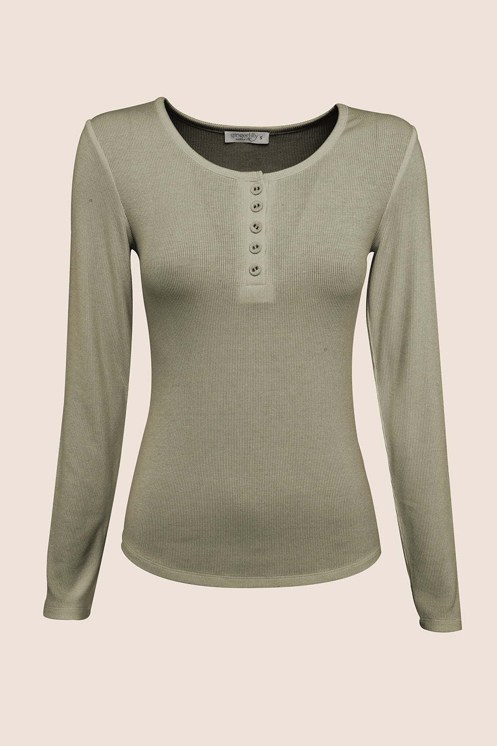 Lille Ribbed Long Sleeve Henley Top - Gingerlilly Sleepwear