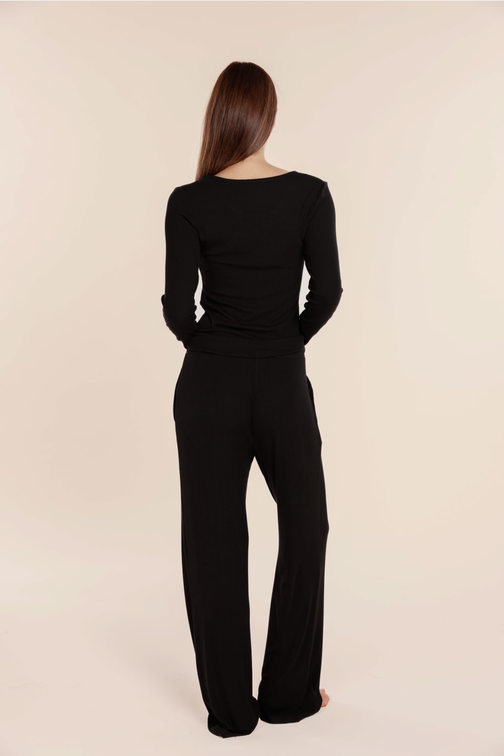 Lille Ribbed Long Sleeve Henley Top - Gingerlilly Sleepwear