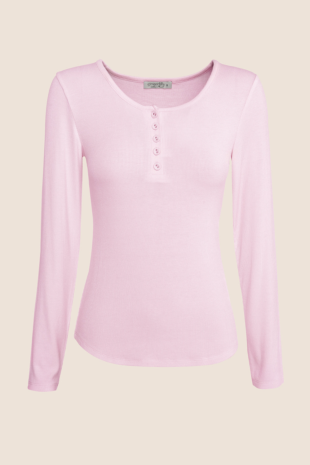 Lille Ribbed Long Sleeve Henley Top - Gingerlilly Sleepwear