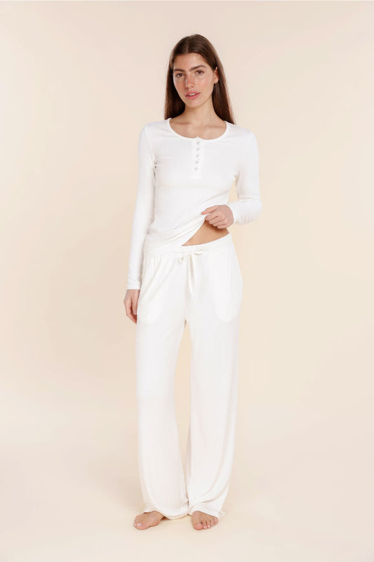 Lille Ribbed Long Sleeve Henley Top