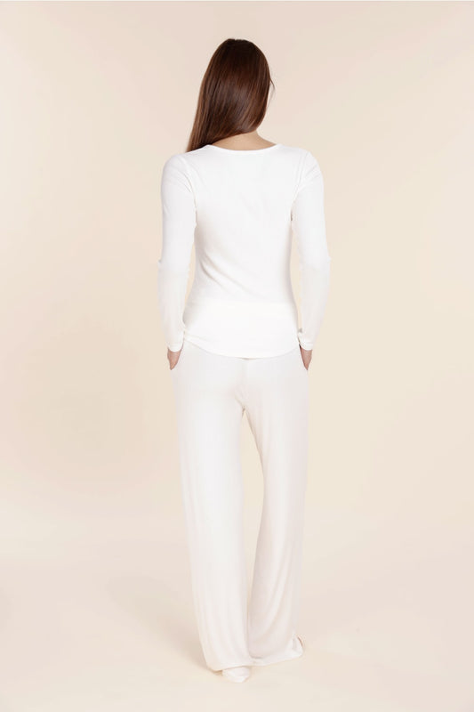 Lille Ribbed Long Sleeve Henley Top