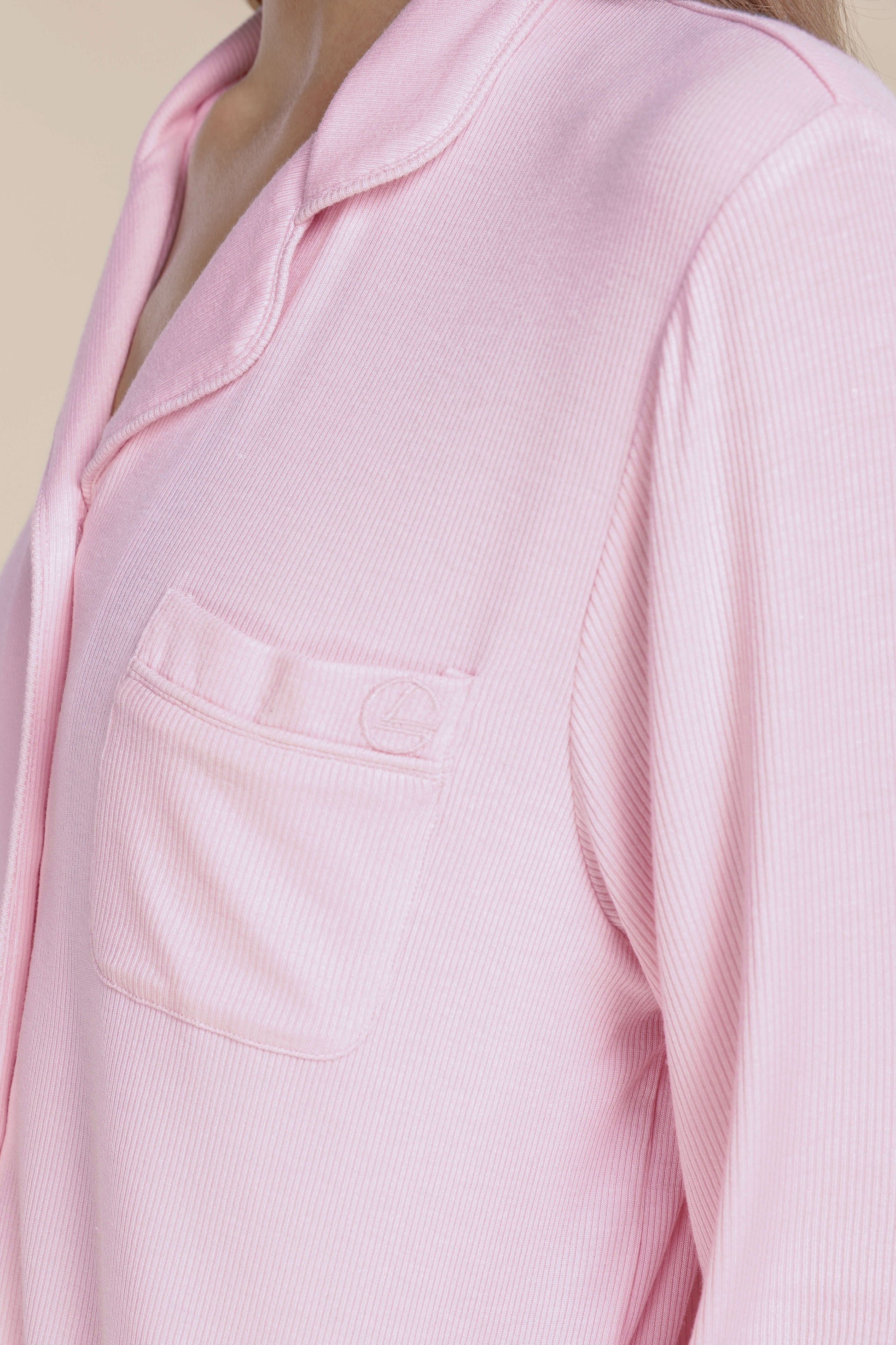 London Ribbed Long Sleeve Button Up Top - Gingerlilly Sleepwear