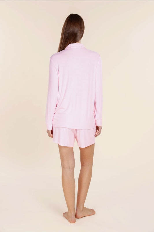 London Ribbed Long Sleeve Button Up Top - Gingerlilly Sleepwear