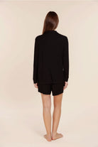 London Ribbed Long Sleeve Button Up Top - Gingerlilly Sleepwear