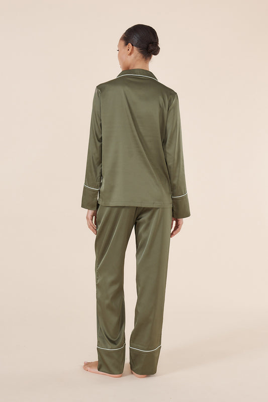 Luella Olive Silky Satin PJ Set - Gingerlilly Sleepwear