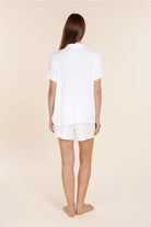 Lyon Ribbed Short Sleeve Button Up Top - Gingerlilly Sleepwear