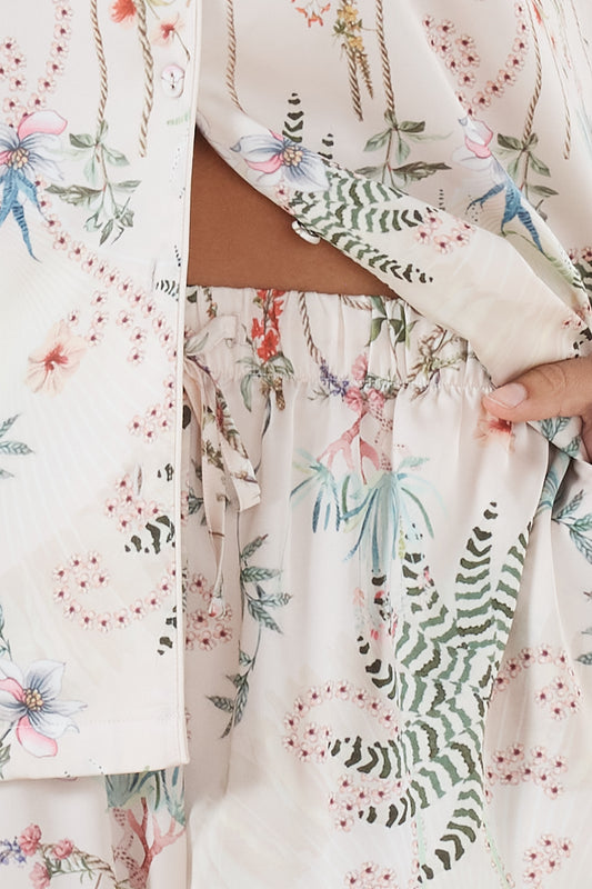 Maeve Botanical Print Satin PJ set - Gingerlilly Sleepwear