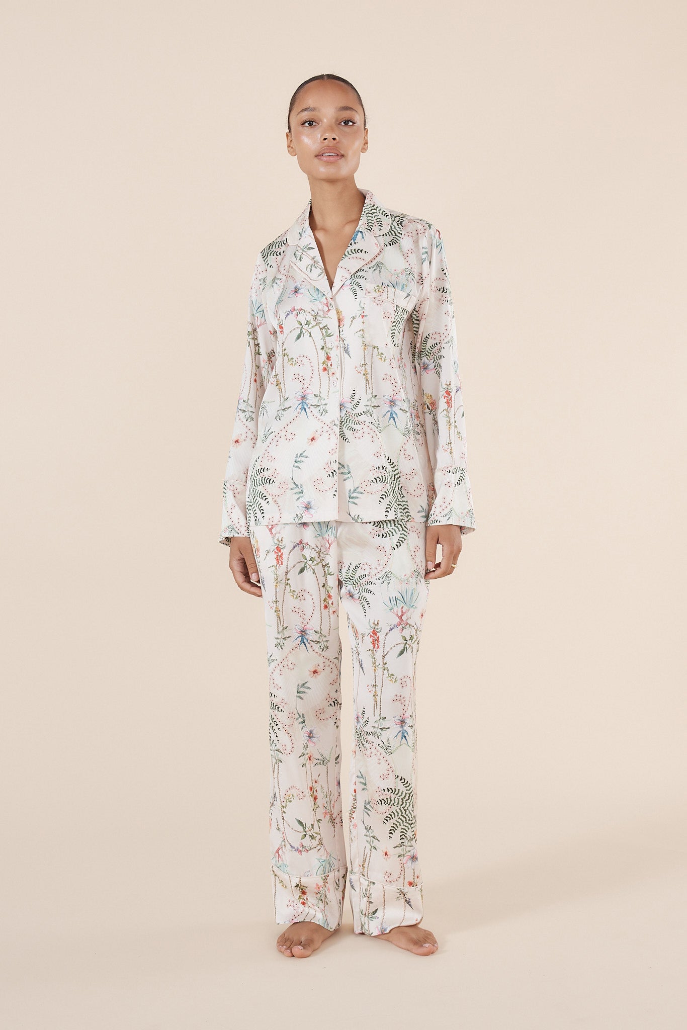 Maeve Botanical Print Satin PJ set - Gingerlilly Sleepwear