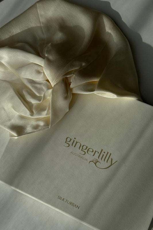 Majestic Ivory Pure Silk Turban - Gingerlilly Sleepwear