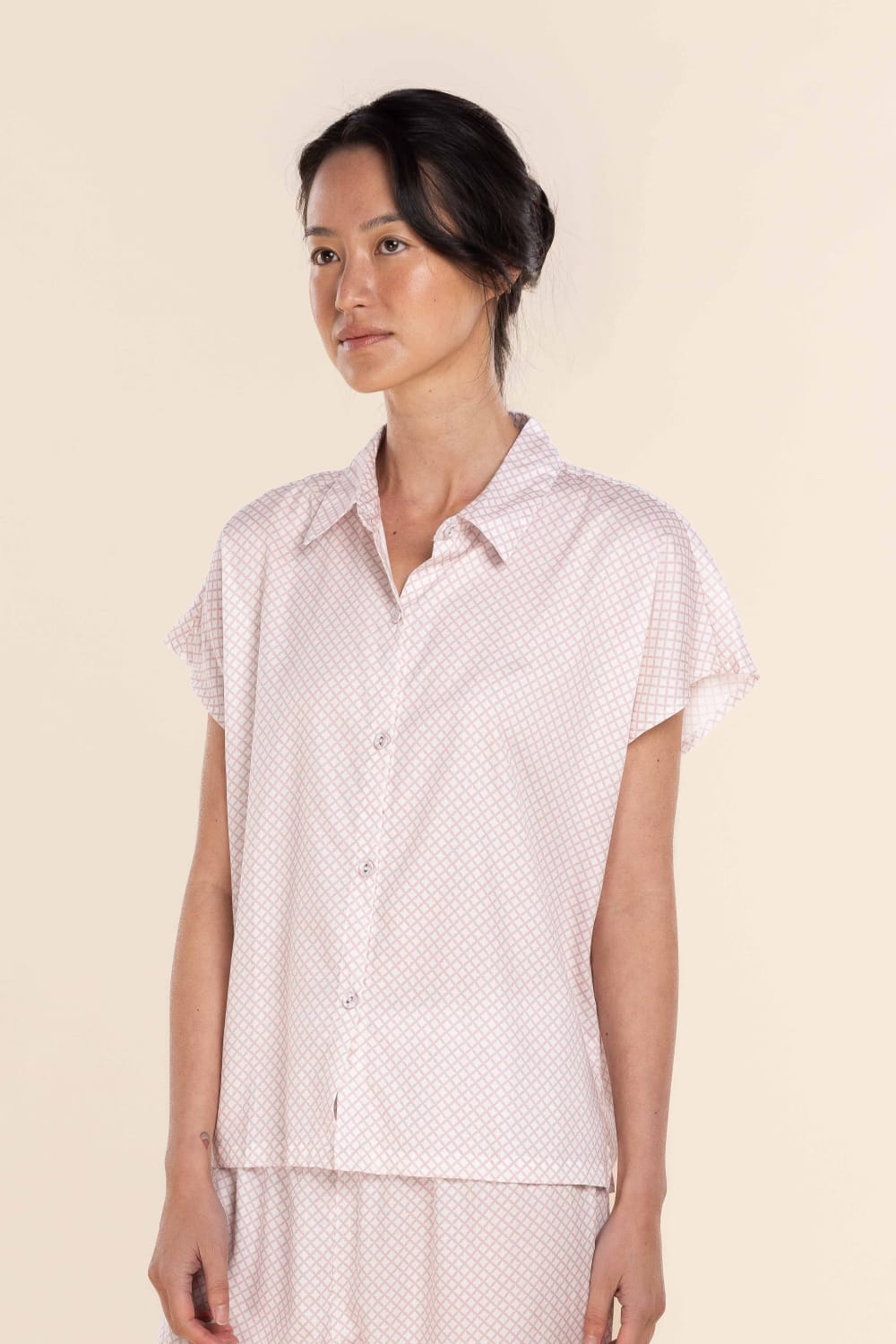 Marlie Pyjama Set in pink diamond print cotton