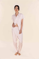 Gingerlilly Marlie Diamond Print Cotton Long PJ Set - Pink - Front