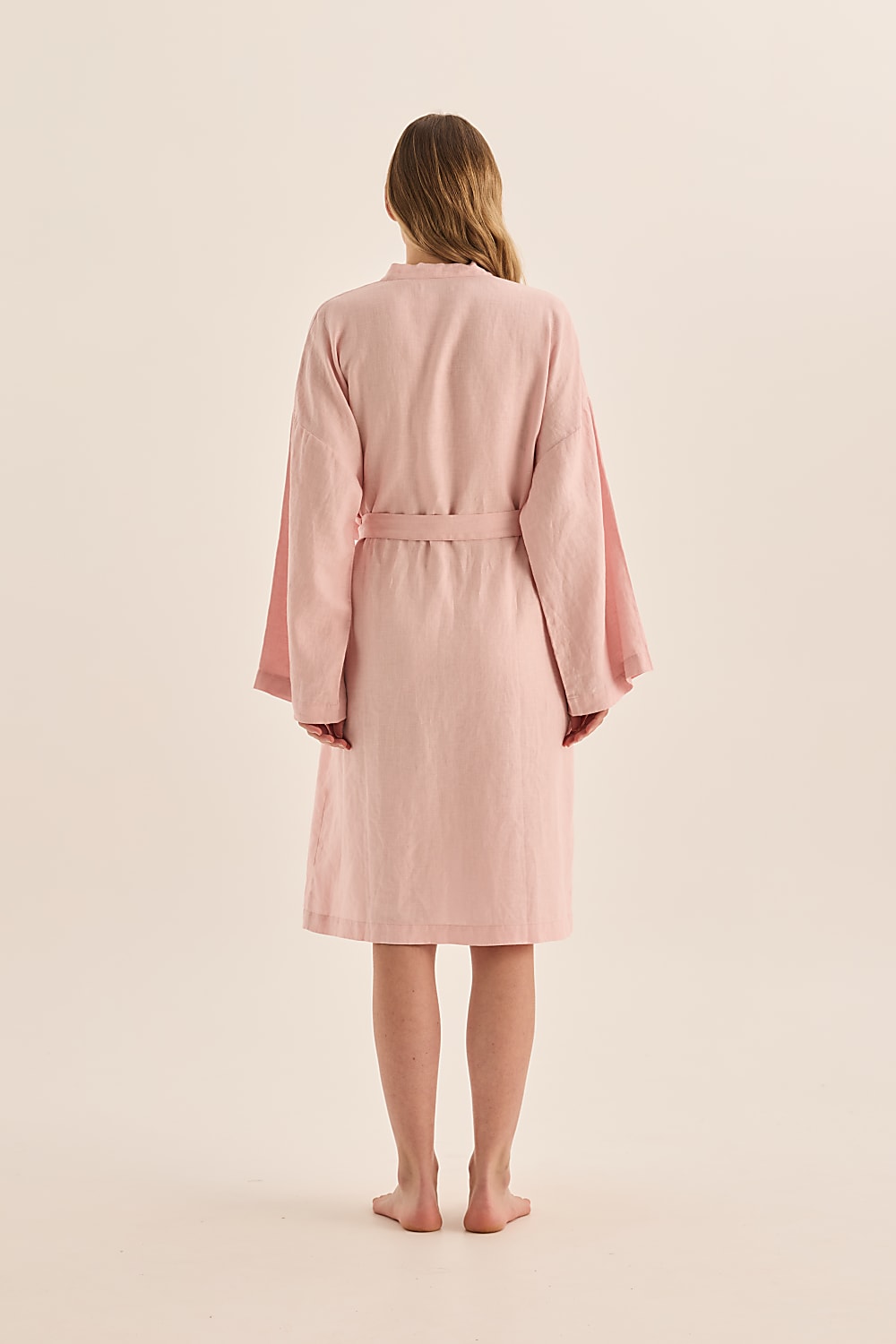 Mia Pink Linen Bathrobe - Gingerlilly Sleepwear