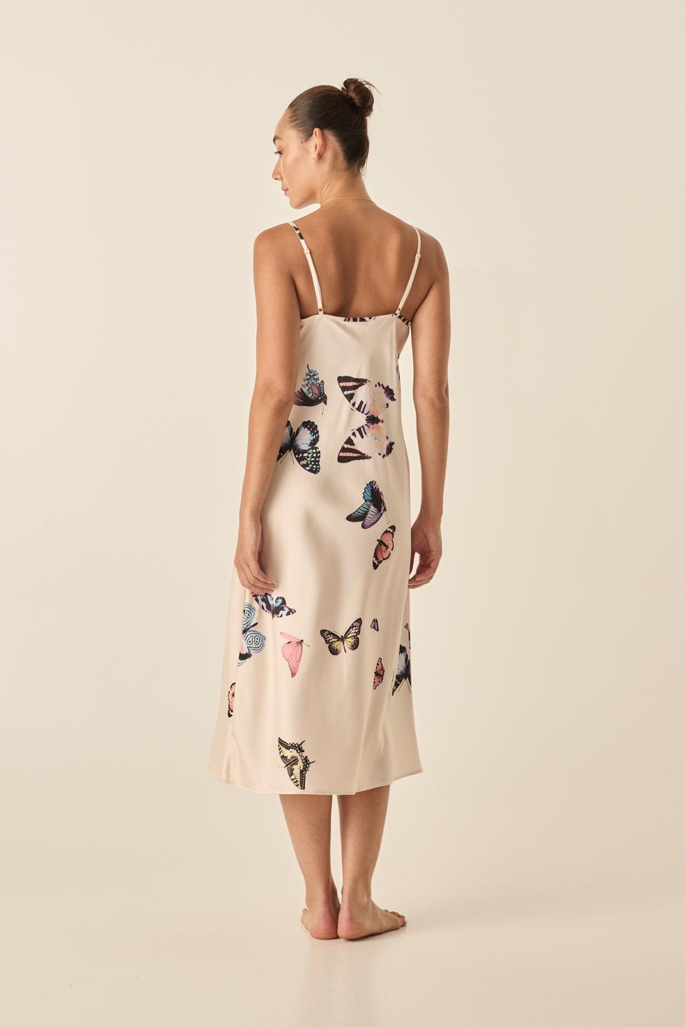 Nonny Butterfly Silky Satin Chemise - Gingerlilly Sleepwear