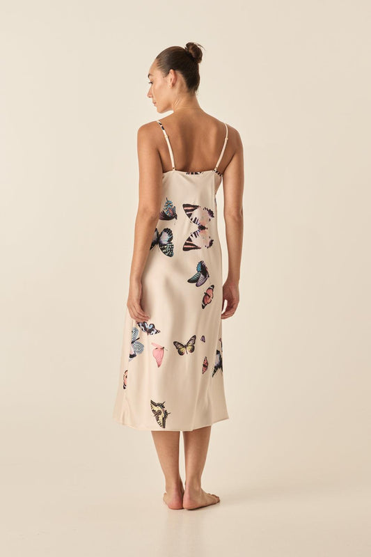 Nonny Butterfly Silky Satin Chemise - Gingerlilly Sleepwear