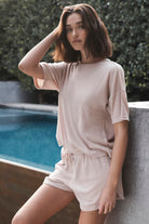 Gingerlilly Olivia Beige Waffle Short Set - Lifestyle