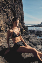 Gingerlilly Opal Pure Silk Bra and Short Set - Black - Lifestyle