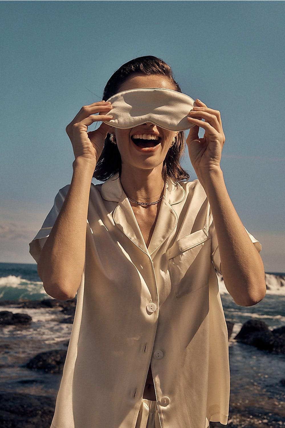 Opulent Ivory Pure Silk Eyemask - Gingerlilly Sleepwear