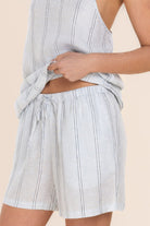 Gingerlilly Ophelia Linen Shorts - Blue Stripe - Detail alt