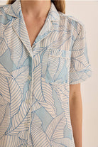 Quinn White Blue Satin Short Set - Gingerlilly Sleepwear